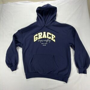 Blessed Girl Grace Changes Everything Hoodie Navy Blue Christian XL